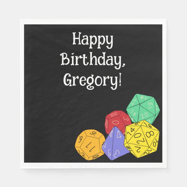 RPG Gaming Dice, Board, Fantasy Games Themed Party Napkins (Front)