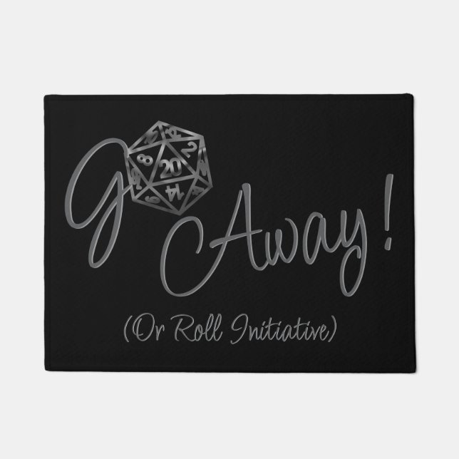 RPG Go Away | Classic Fantasy Tabletop Retro Gamer Doormat (Front)