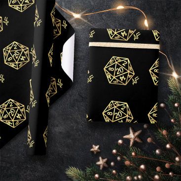 RPG Gold Crit AF | Fantasy Tabletop Role Play Dice Wrapping Paper