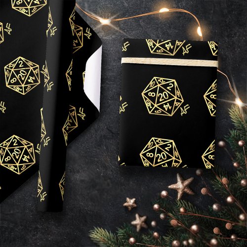 RPG Gold Crit AF  Fantasy Tabletop Role Play Dice Wrapping Paper