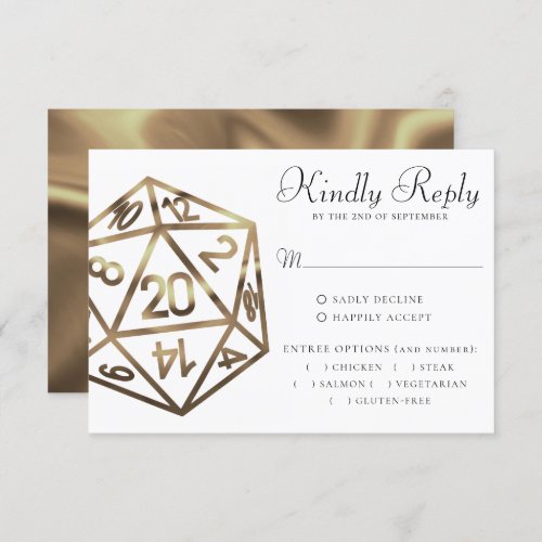 RPG Gold Dice  Fantasy Roleplayer Gamer Entree RSVP Card