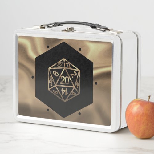 RPG Gold Dice  Fantasy Roleplayer Tabletop Gamer Metal Lunch Box