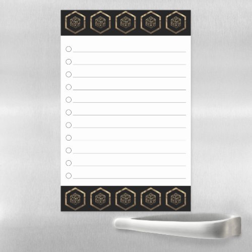 RPG Gold Dice  Fantasy Tabletop Gamer Checklist Magnetic Dry Erase Sheet