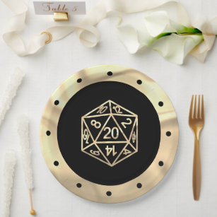 RPG Gold Dice   Fantasy Tabletop Role Player Paper Plates