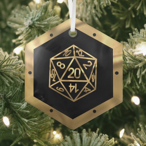 RPG Gold Dice  Fantasy Tabletop Roleplayer Glass Ornament