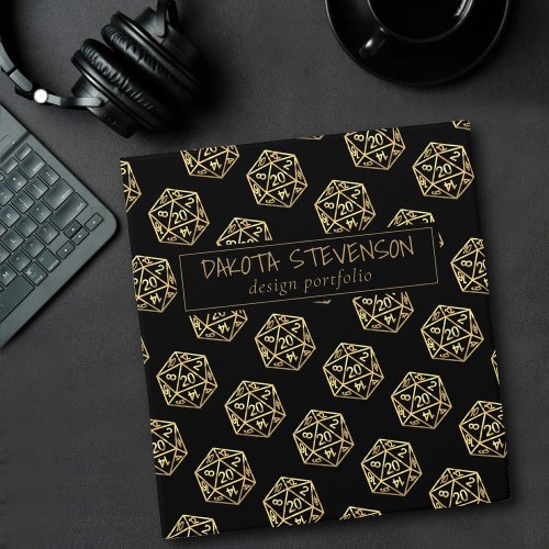 RPG Gold Pattern  Fantasy Tabletop Dice Branding 3 Ring Binder