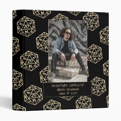 RPG Gold Pattern  Retro Tabletop Graduation Photo 3 Ring Binder