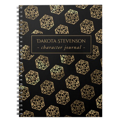 RPG Gold Pattern  Tabletop Role Player Character Notebook