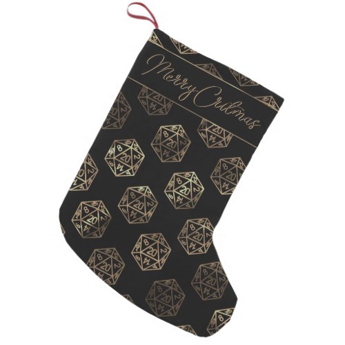 RPG Gold Pattern  Tabletop Role Player Monogram Small Christmas Stocking