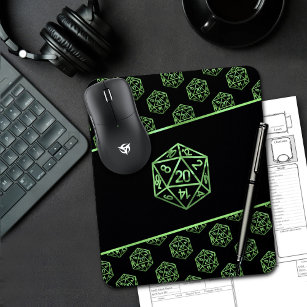 RPG Green Pattern   Fantasy Tabletop PnP Dice Mouse Pad