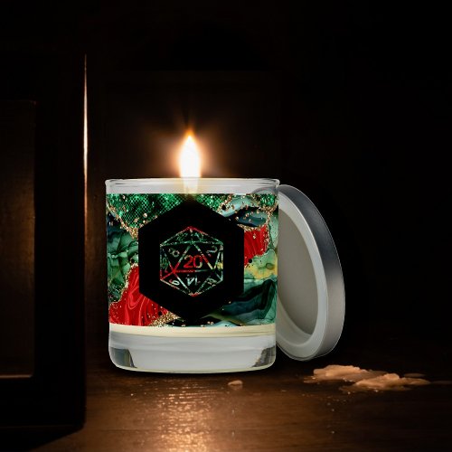 RPG Holiday Crit  Red and Green Role Player Dice Scented Candle