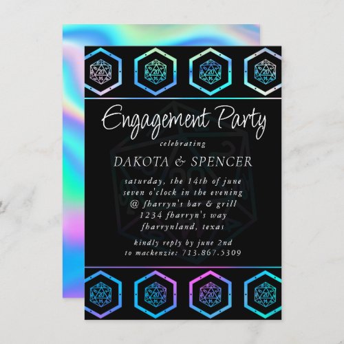 RPG Holo Dice  Retro Tabletop Gamer Engagement Invitation