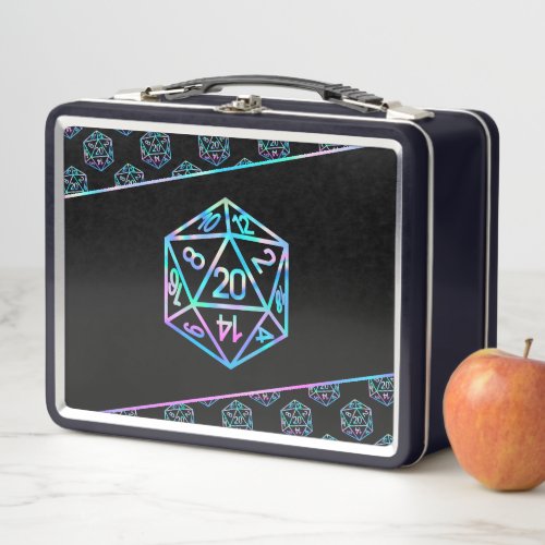 RPG Holo Pattern  Retro PnP Tabletop Gamer Dice Metal Lunch Box
