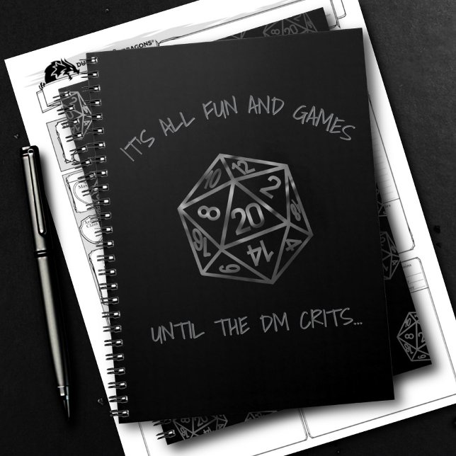 RPG Humor | Fun Game Until DM Crit Tabletop Gamer Notebook (Creator Uploaded)