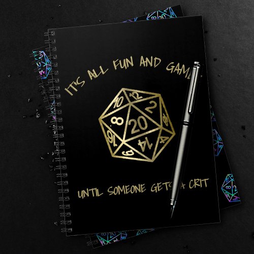RPG Humor Gold  Fun Game Until Crit Happens Notebook