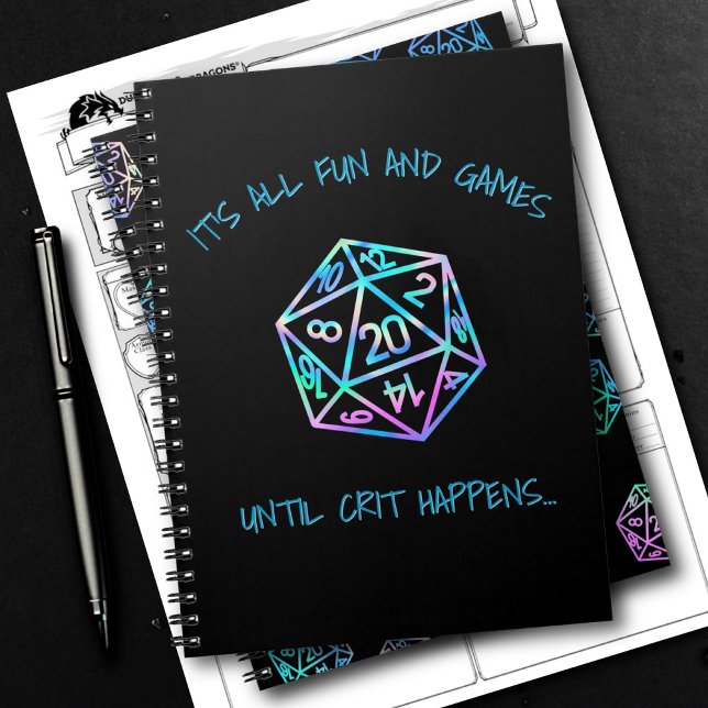 RPG Humor | Holo Fun and Games Until Crit Happens Notebook (Creator Uploaded)
