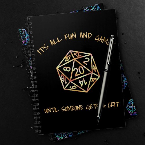 RPG Humor Ombre  Fun Game Until Crit Happens Notebook