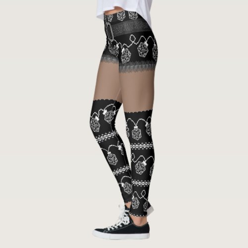 RPG Lights Classic  Retro Ugly Sweater Dark Skin Leggings