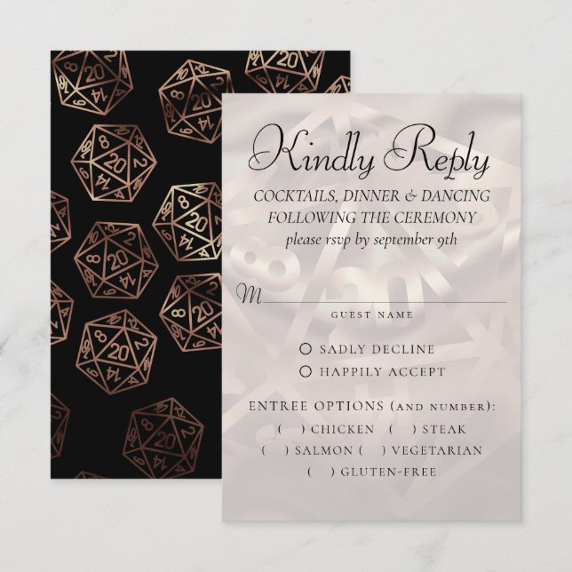 RPG Lights | Copper Fantasy Tabletop Gamer Entree RSVP Card (Front/Back)