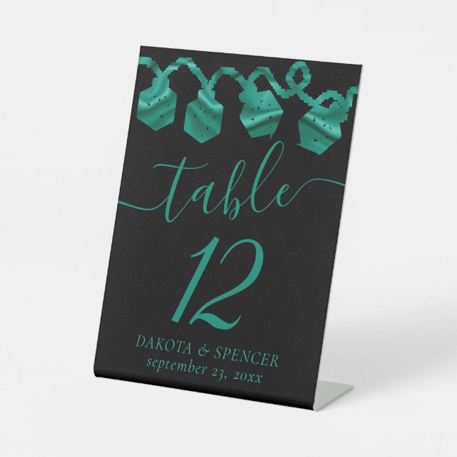 RPG Lights | Emerald Fantasy Tabletop Gamer Dice Pedestal Sign (Front)