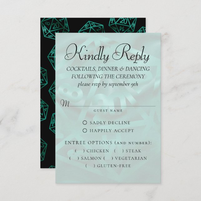 RPG Lights | Emerald Fantasy Tabletop Gamer Entree RSVP Card (Front/Back)