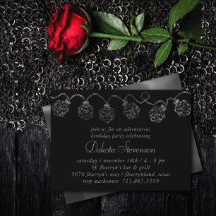 RPG Lights Fantasy Retro Tabletop PnP Gamer Dice Invitation