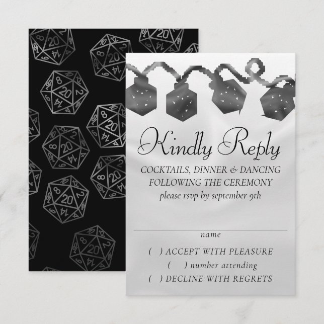 RPG Lights | Fantasy Tabletop Retro PnP Gamer Dice RSVP Card (Front/Back)