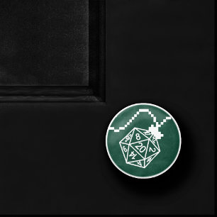 RPG Lights Green   Fantasy Tabletop Gamer Dice Ceramic Knob