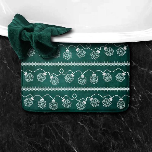 RPG Lights Green  Retro Roleplayer Dice Critmas Bath Mat