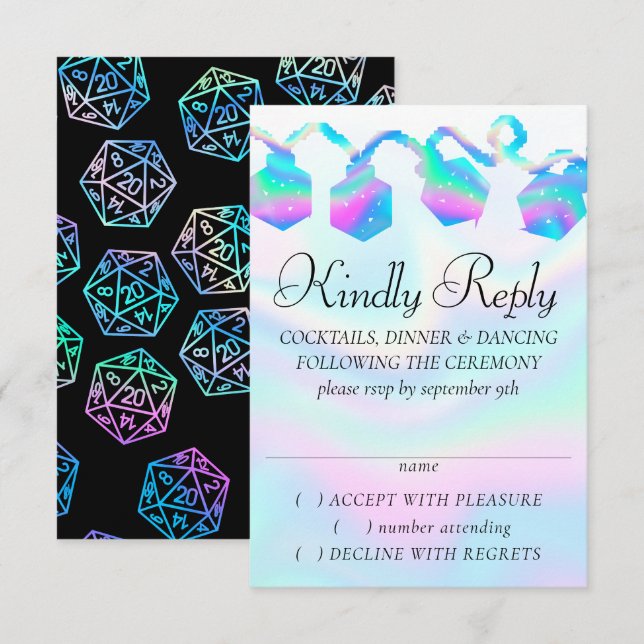 RPG Lights | Holo Fantasy Tabletop PnP Gamer Dice RSVP Card (Front/Back)