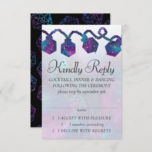 RPG Lights | Nebula Fantasy Tabletop Gamer Dice RSVP Card (Front/Back)