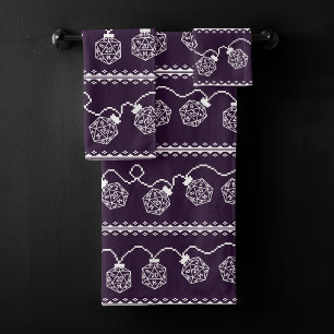 RPG Lights Purple   Fantasy Tabletop Gamer Dice Bath Towel Set