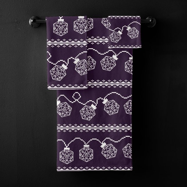 RPG Lights Purple | Fantasy Tabletop Gamer Dice Bath Towel Set (Creator Uploaded)