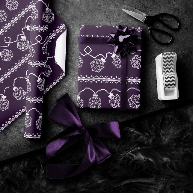 RPG Lights Purple | Fantasy Tabletop Gamer Dice Wrapping Paper (Creator Uploaded)