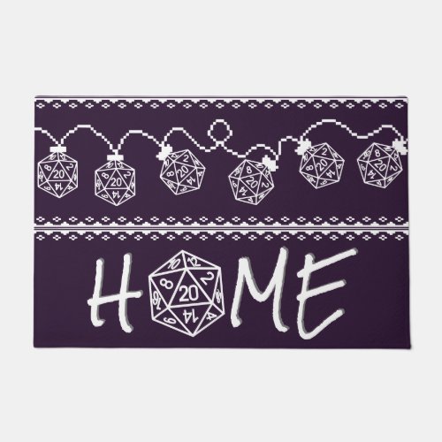 RPG Lights Purple  Retro Tabletop Gamer Dice Home Doormat