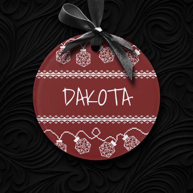 RPG Lights Red | Fantasy Tabletop Retro Gamer Dice Ornament (Creator Uploaded)