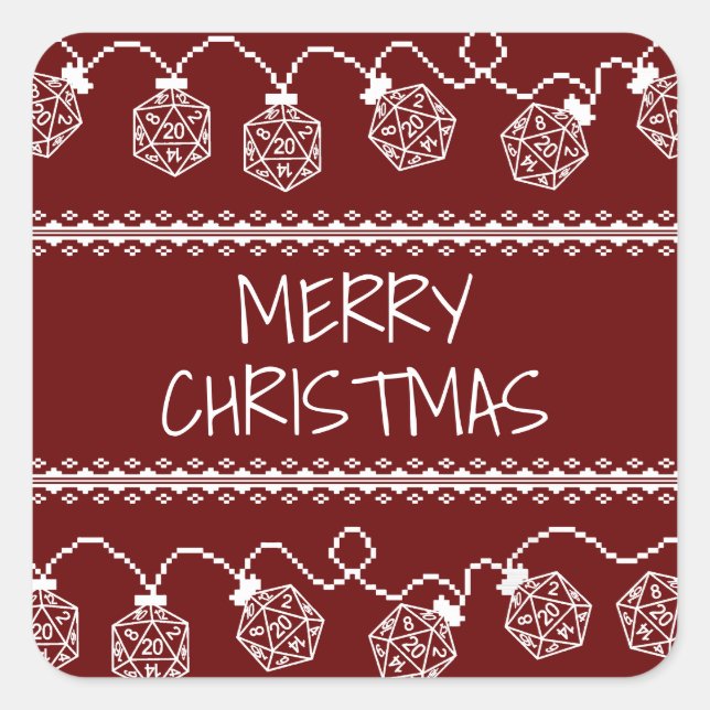 RPG Lights Red | Fantasy Tabletop Retro Gamer Dice Square Sticker (Front)