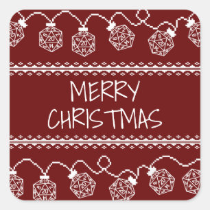 RPG Lights Red Fantasy Tabletop Retro Gamer Dice Square Sticker