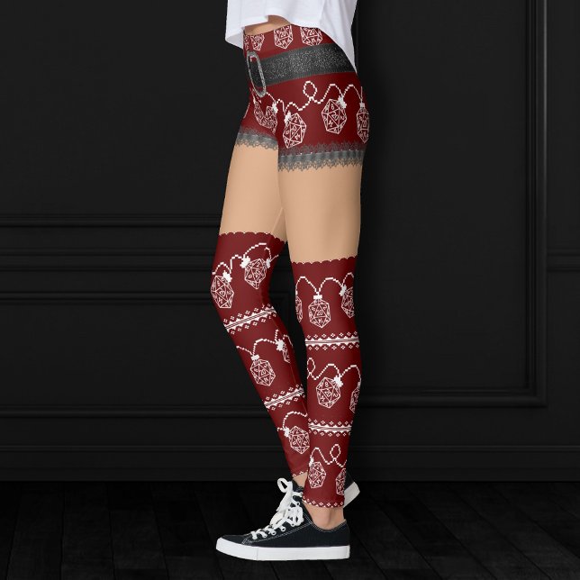 RPG Lights Red | Retro Ugly Sweater Medium Skin Leggings (Creator Uploaded)