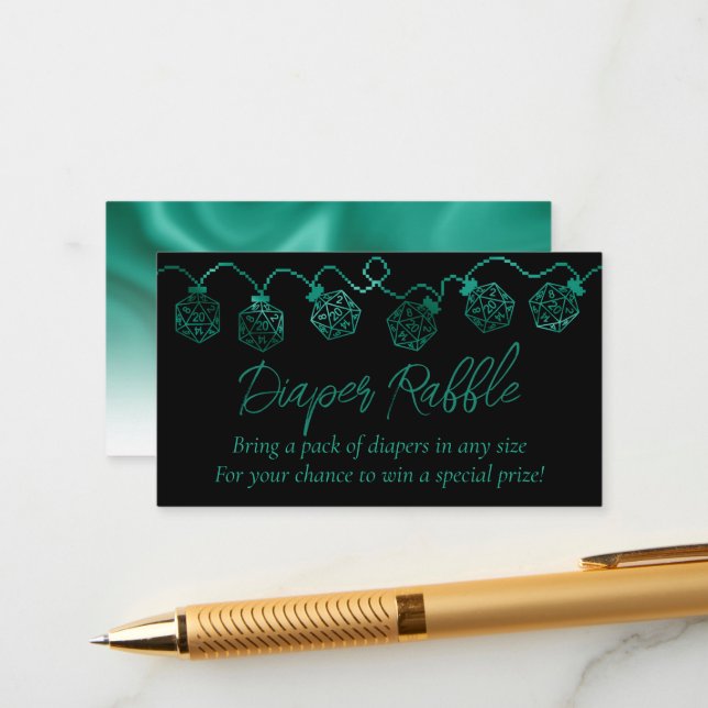 RPG Lights | Teal Green Fantasy Tabletop Diaper Enclosure Card (Front/Back In Situ)