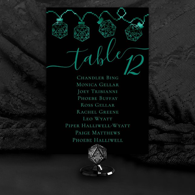 RPG Lights | Teal Green Tabletop Gamer Guest Name Table Number (Creator Uploaded)