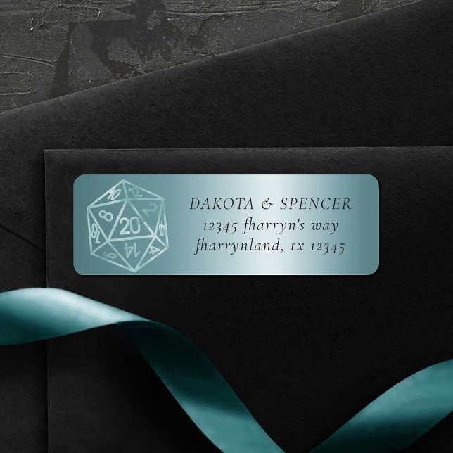 RPG Luxe | Aqua Fantasy Tabletop Gamer Address Label (Creator Uploaded)