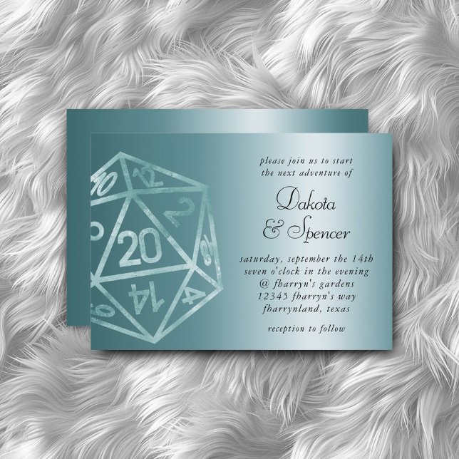 RPG Luxe | Aqua Sheen Fantasy Tabletop Gamer Dice Invitation (Creator Uploaded)