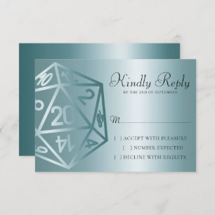 RPG Luxe Aqua Sheen Fantasy Tabletop Gamer Dice RSVP Card