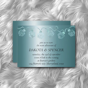 RPG Luxe Aqua Sheen Tabletop Gamer Dice Lights Invitation