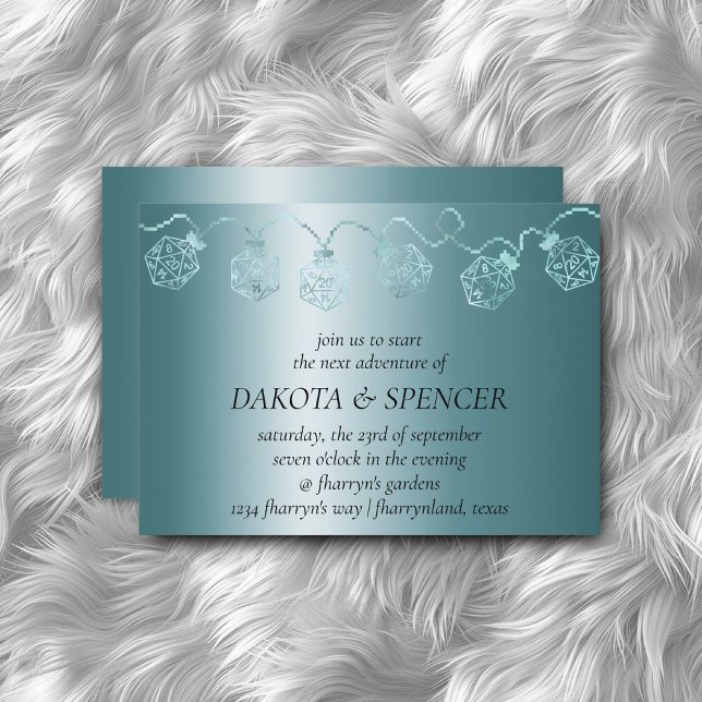 RPG Luxe | Aqua Sheen Tabletop Gamer Dice Lights Invitation (Creator Uploaded)