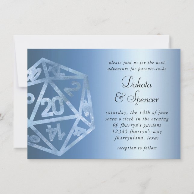 RPG Luxe | Blue Sheen Fantasy Tabletop Gamer Dice Invitation (Front)