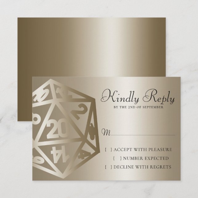 RPG Luxe | Gold Sheen Fantasy Tabletop Gamer Dice RSVP Card (Front/Back)