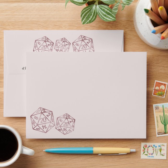 RPG Luxe | Mauve Fantasy Tabletop Gamer Address Envelope (Desk)