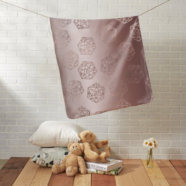 RPG Luxe | Mauve Sheen Fantasy Tabletop Gamer Dice Baby Blanket (In Situ)